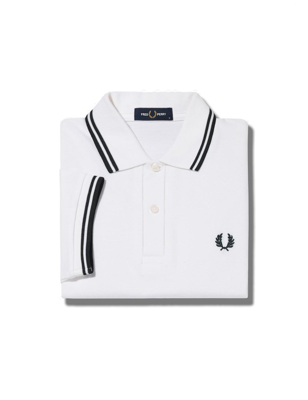 Fred Perry M3600 Polo Hombre Franjas Blanco