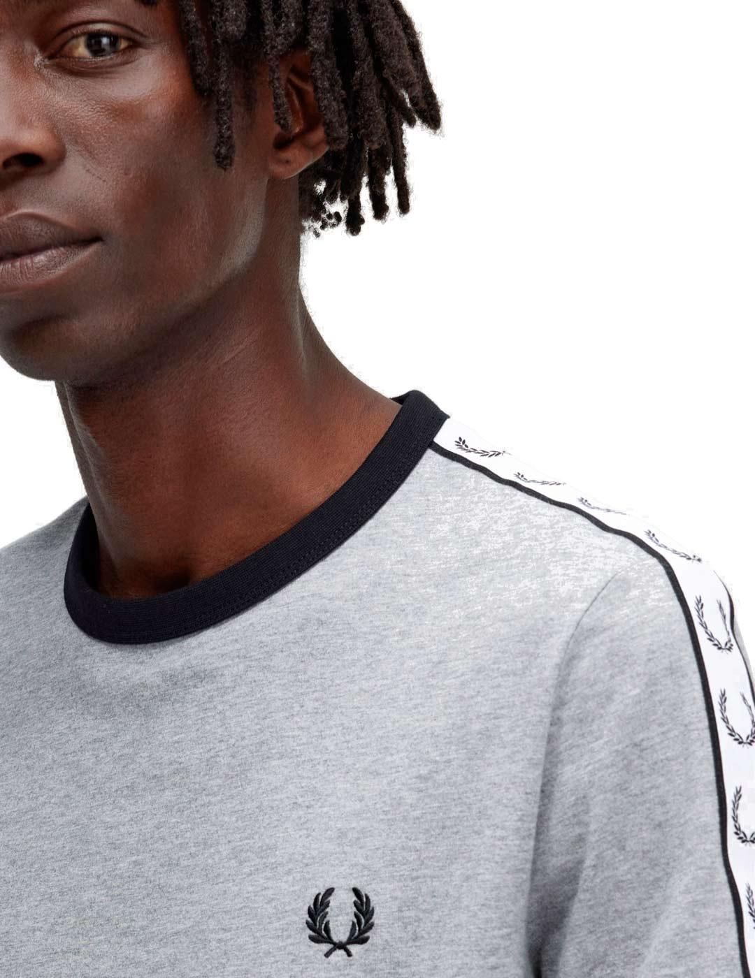 Fred Perry Ringer Camiseta Hombre Cinta Gris