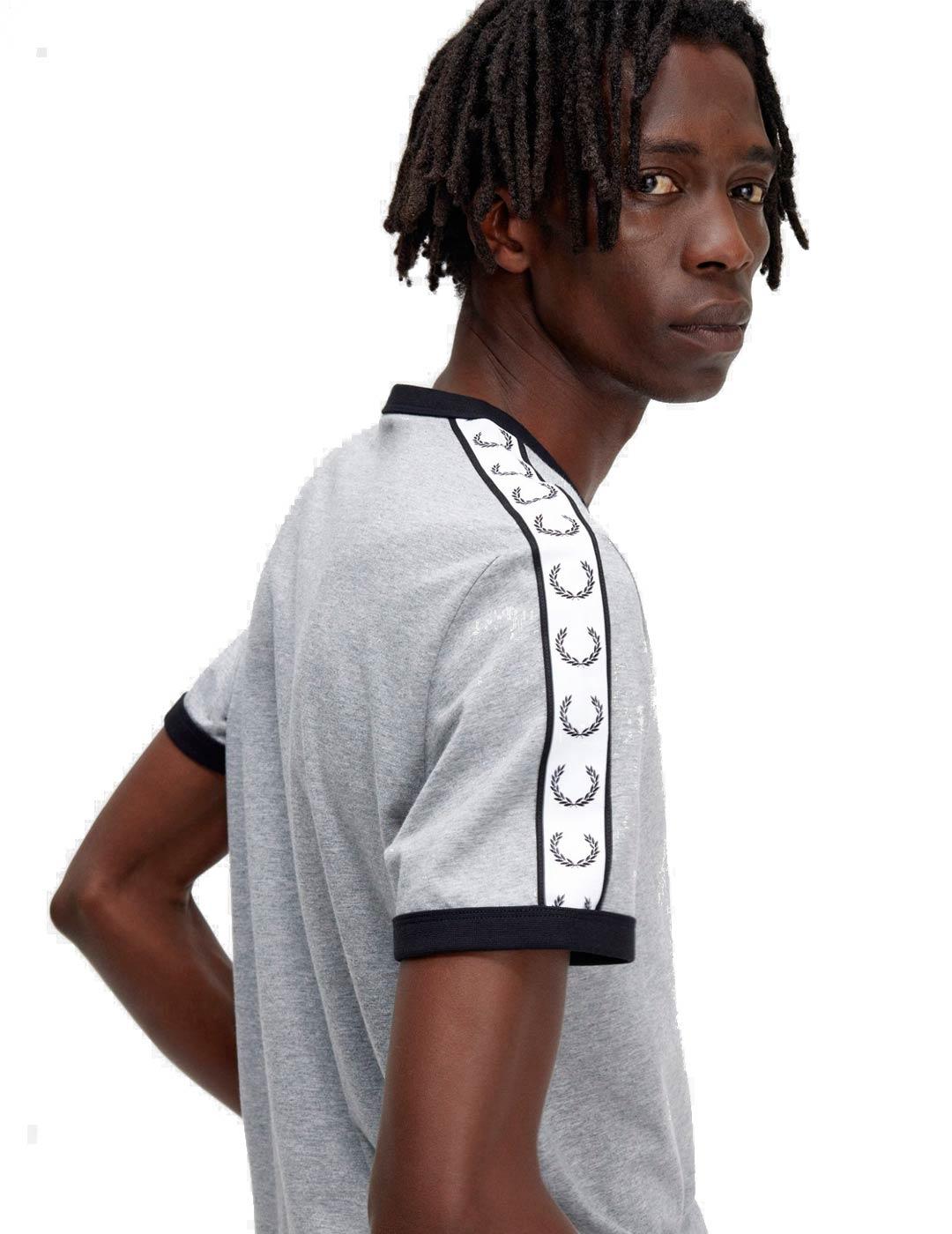 Fred Perry Ringer Camiseta Hombre Cinta Gris