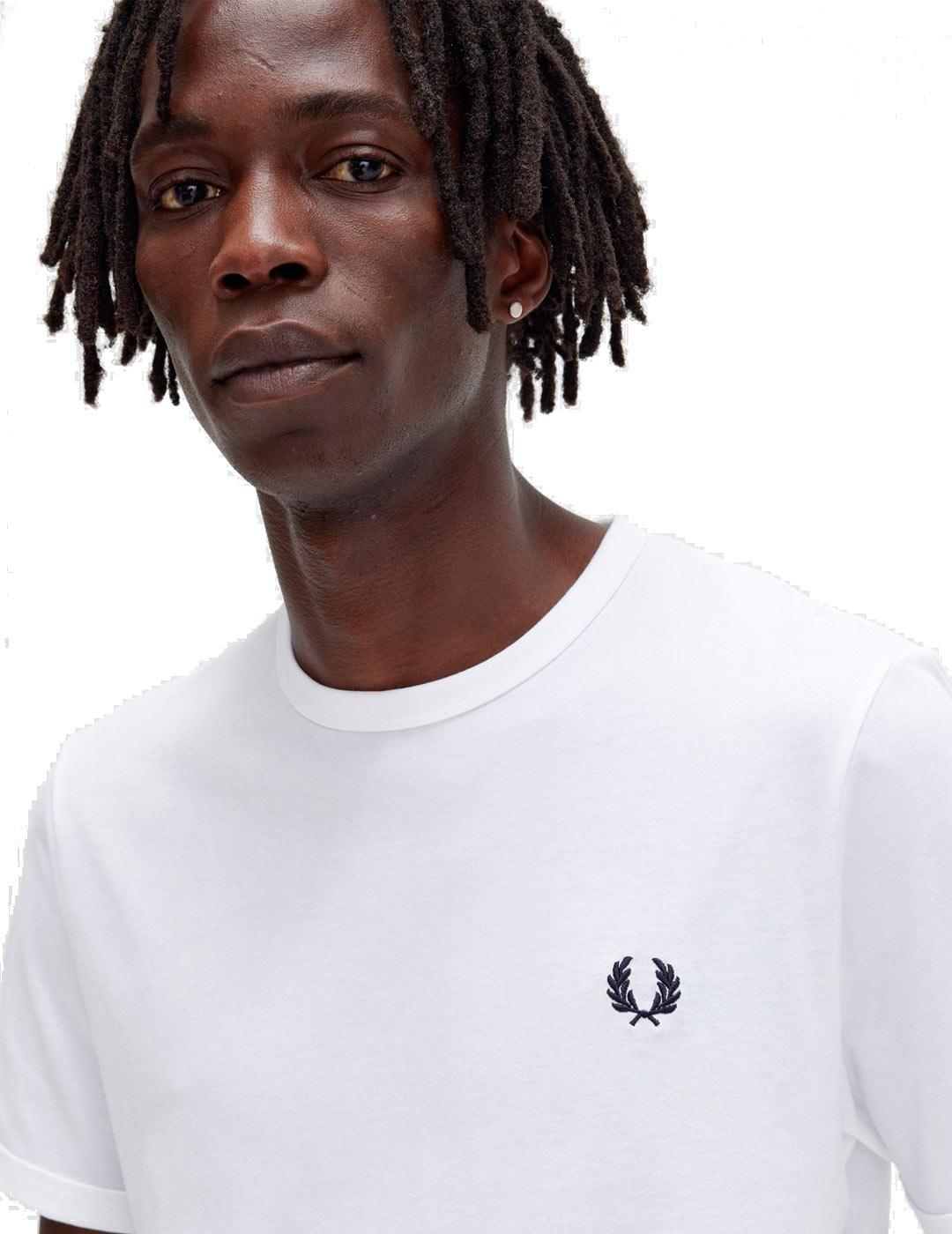 Fred Perry Ringer Camiseta Hombre Blanca