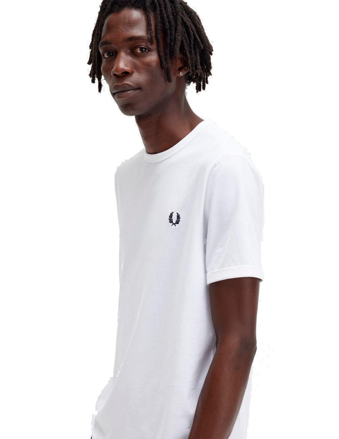 Fred Perry Ringer Camiseta Hombre Blanca