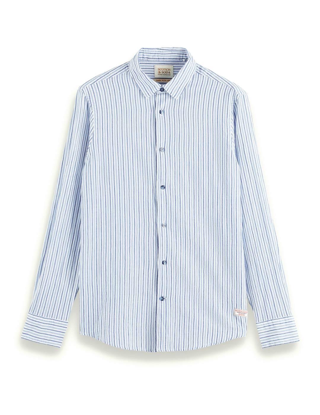 Scotch Soda Rayas Regular Fit Camisa Azul
