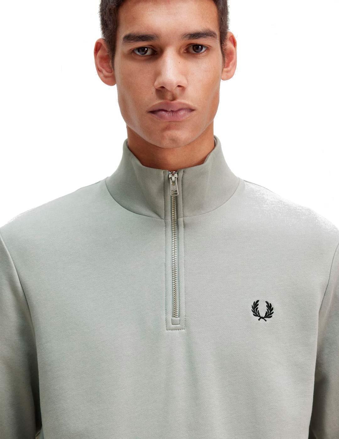 Fred Perry M3574 Sudadera Hombre Media Cremallera Verde