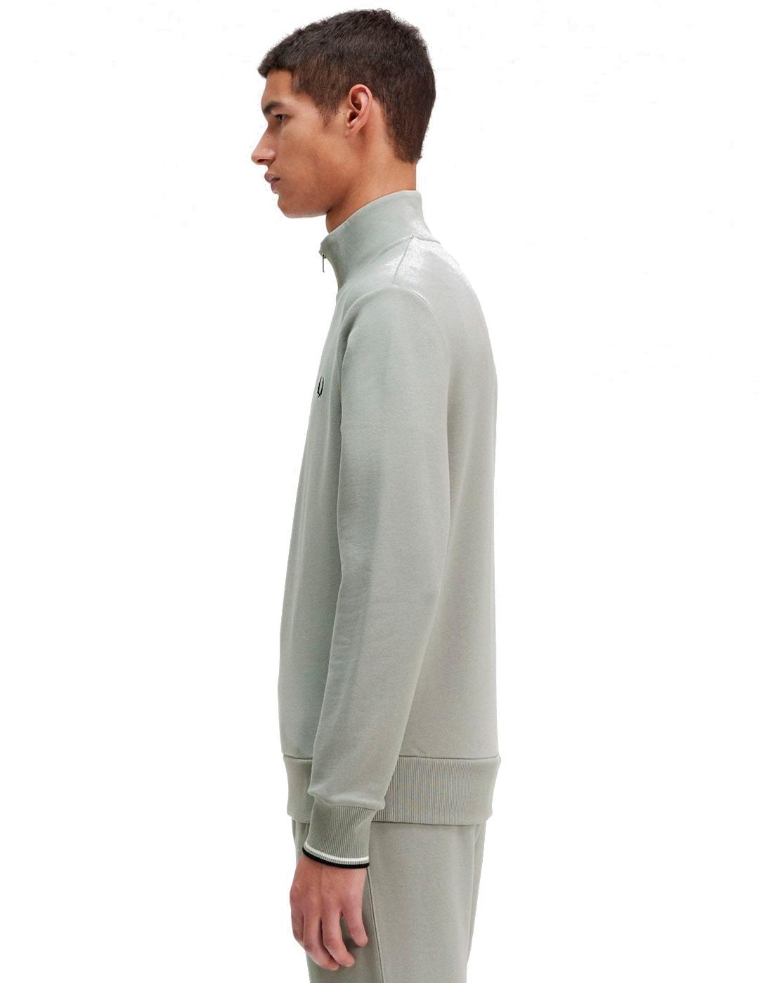 Fred Perry M3574 Sudadera Hombre Media Cremallera Verde