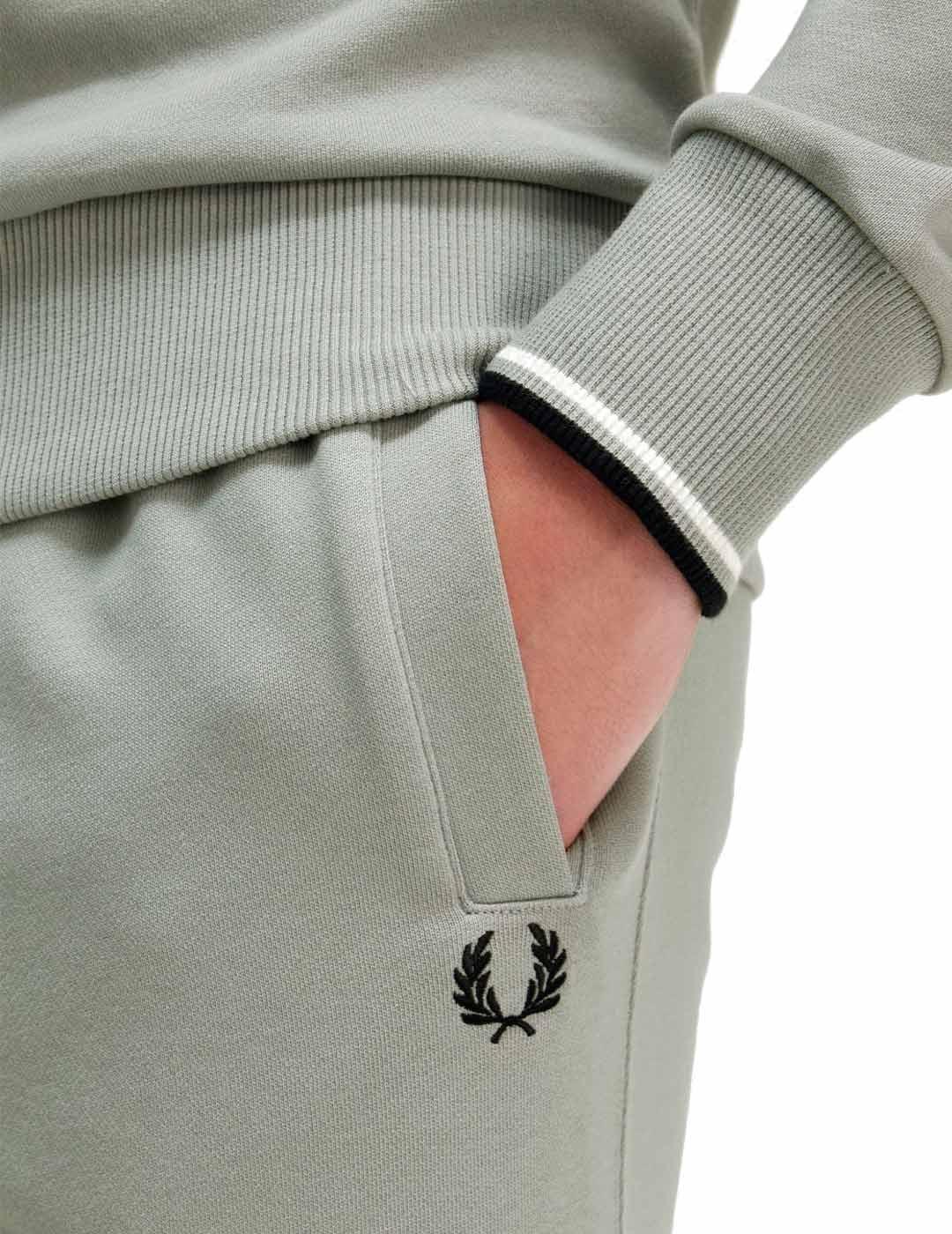 Fred Perry M3574 Sudadera Hombre Media Cremallera Verde