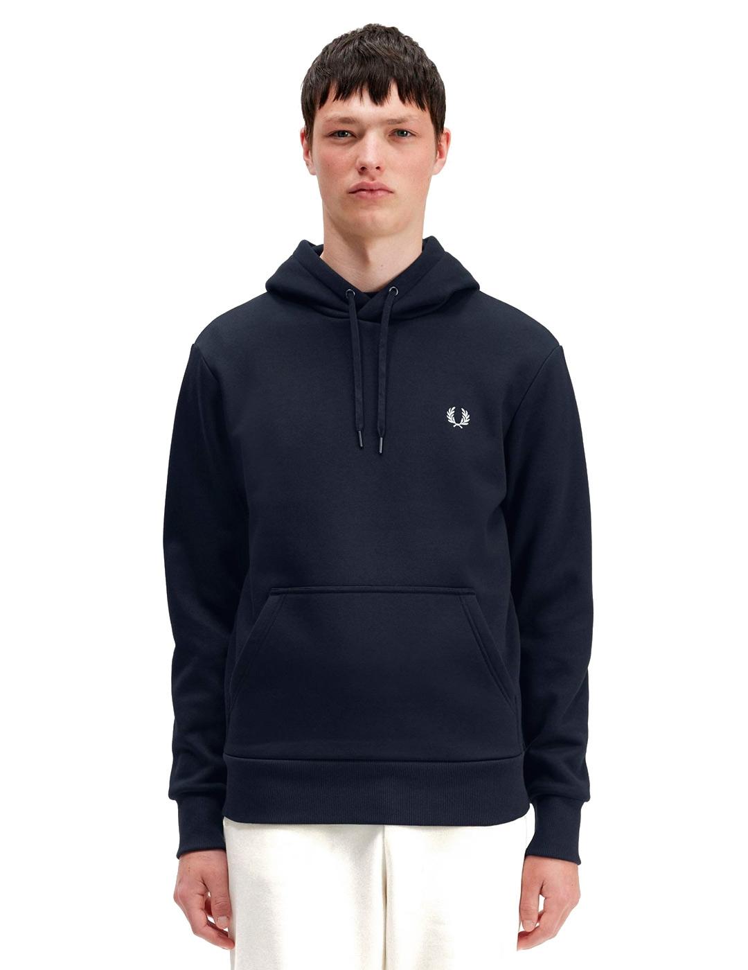 Fred Perry M6567 Sudadera Hombre Capucha Cinta Azul Marino