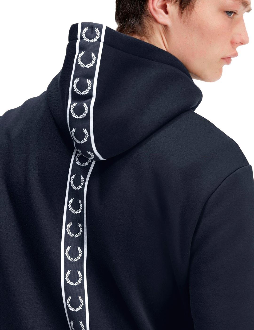 Fred Perry M6567 Sudadera Hombre Capucha Cinta Azul Marino