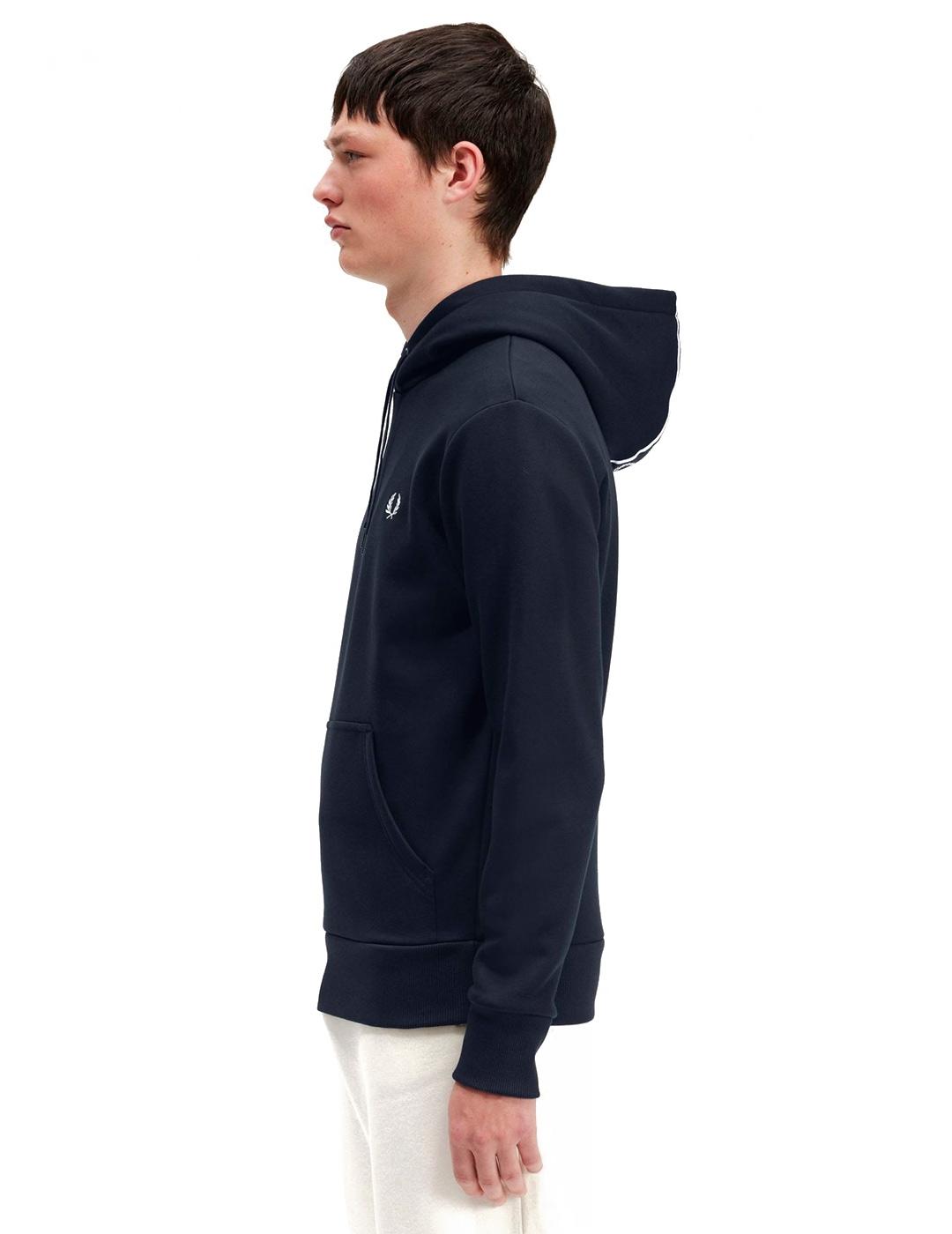 Fred Perry M6567 Sudadera Hombre Capucha Cinta Azul Marino