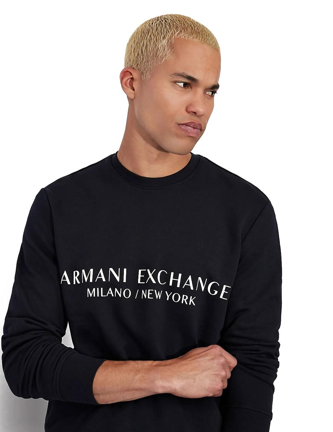Armani Exchange Sudadera Hombre Logo Azul Marino