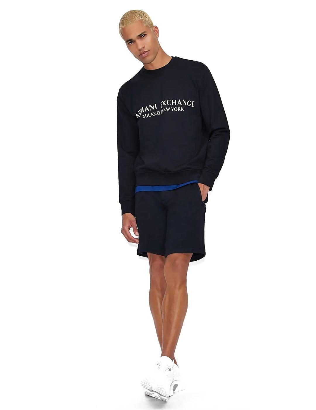 Armani Exchange Sudadera Hombre Logo Azul Marino