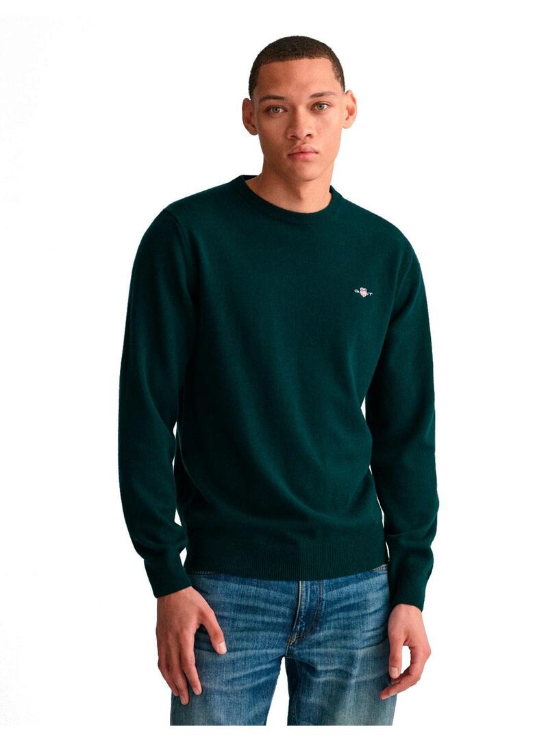 Gant Lambswool Jersey Fino Hombre Verde Oscuro