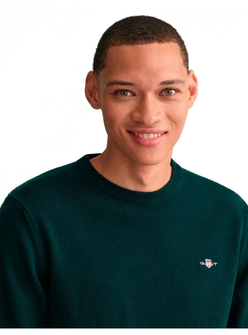 Gant Lambswool Jersey Fino Hombre Verde Oscuro
