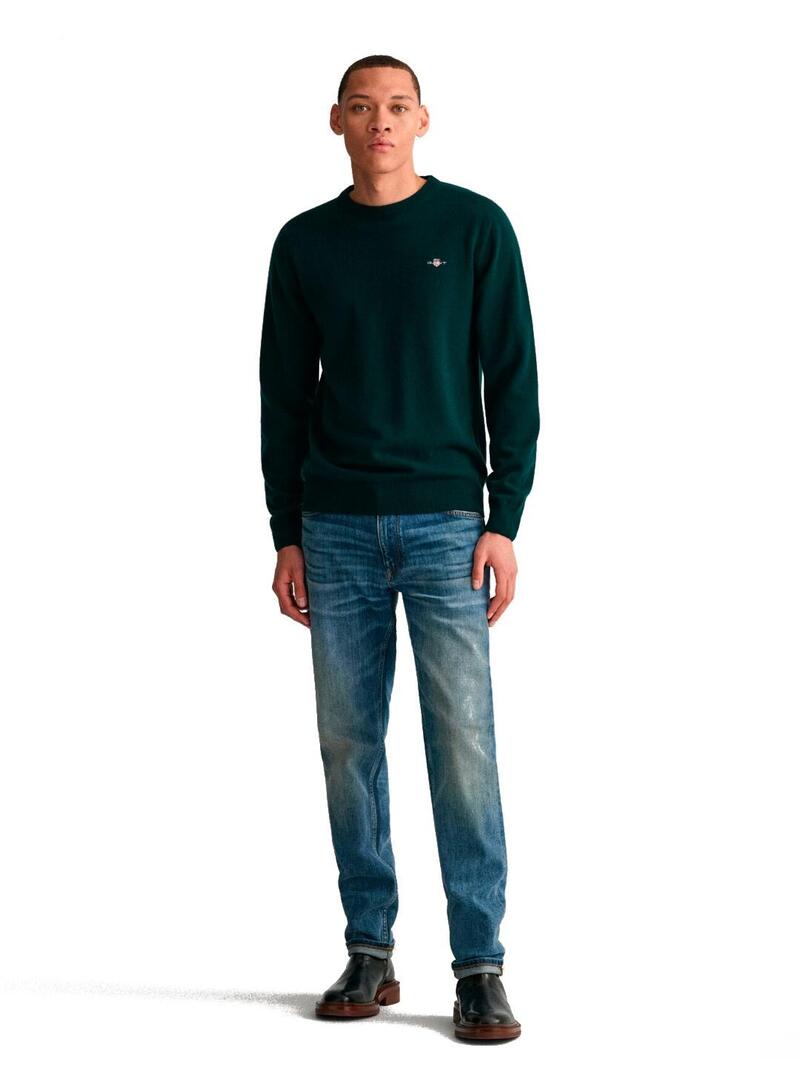 Gant Lambswool Jersey Fino Hombre Verde Oscuro