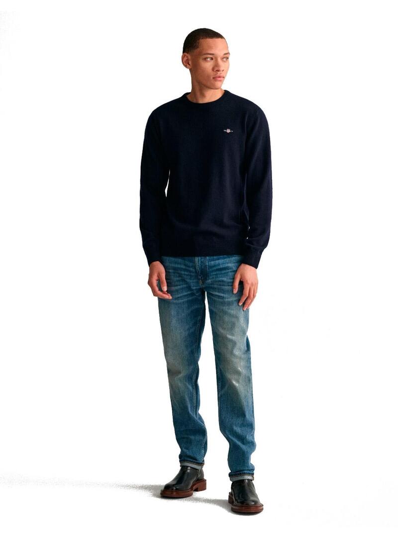 Gant Lambswool Jersey Fino Hombre Azul Marino