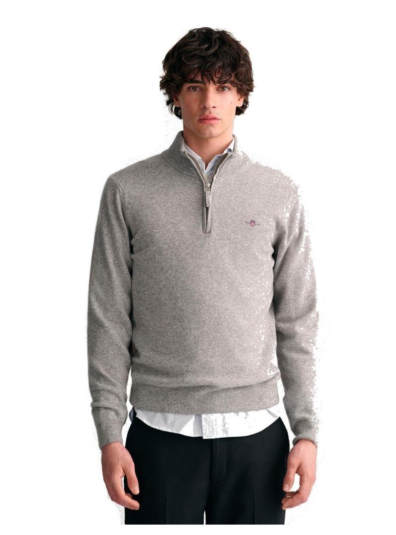 Gant Lambswool Jersey Fino Hombre Media Cremallera Marino
