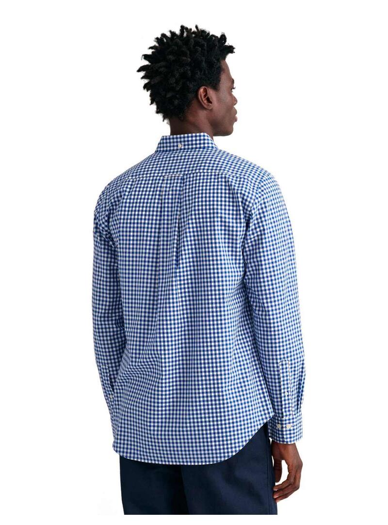 Gant Camisa Hombre Cuadro Pequeño Vichy Azul