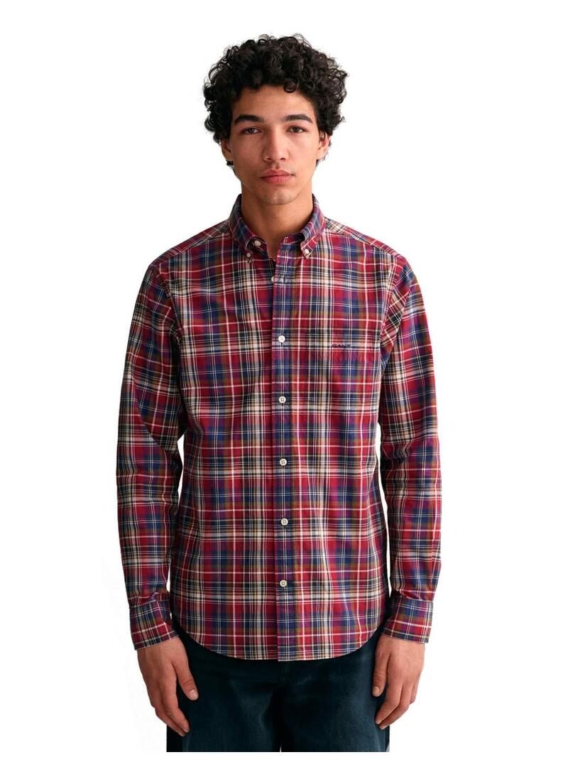 Gant Camisa Hombre Cuadro Granate