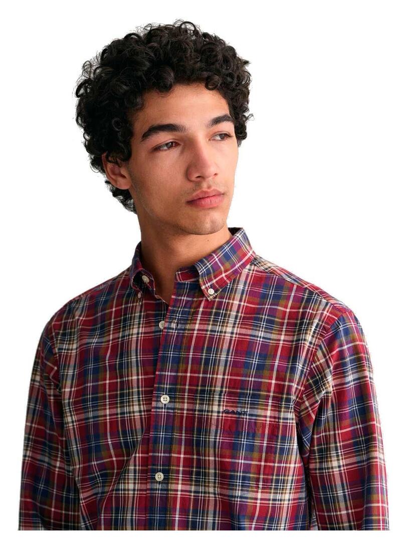 Gant Camisa Hombre Cuadro Granate