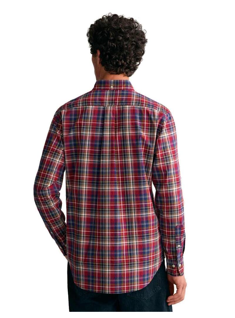 Gant Camisa Hombre Cuadro Granate