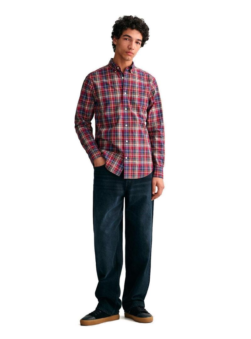 Gant Camisa Hombre Cuadro Granate