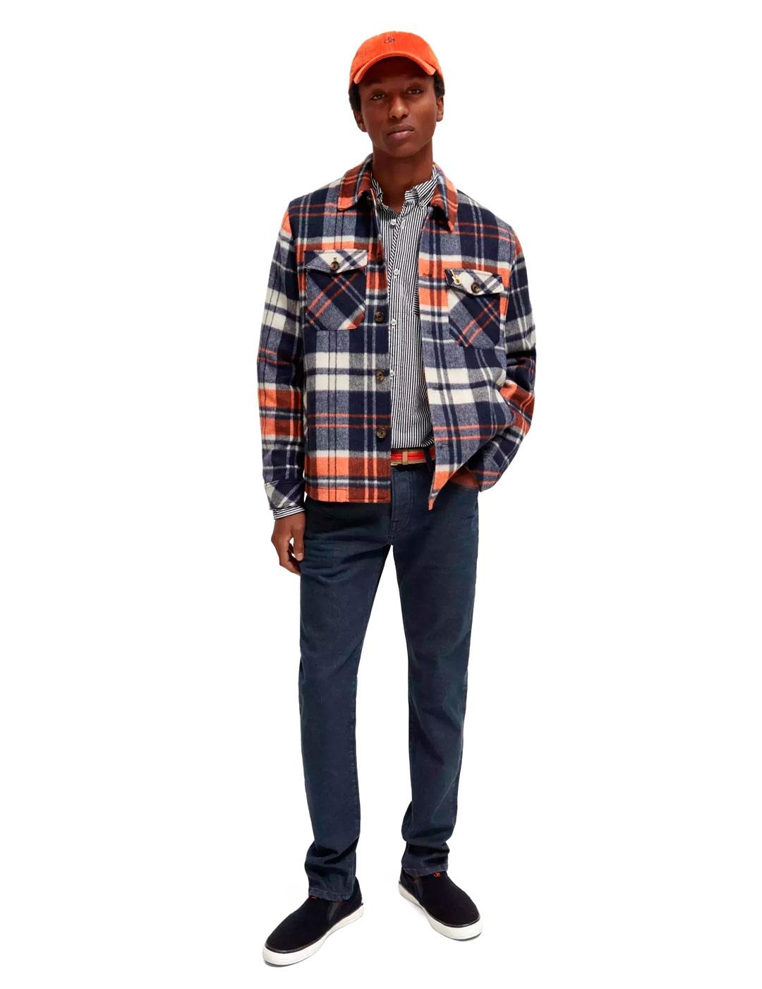 Scotch Soda Brushed Sobrecamisa Cuadros Hombre Azules