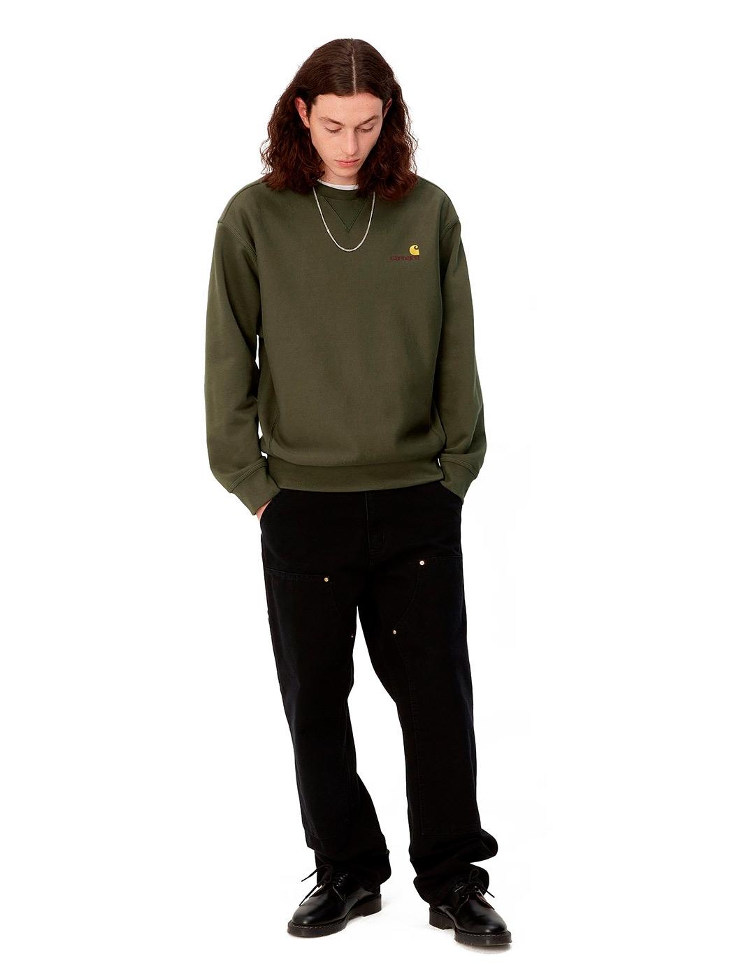 Carhartt American Script Sweat Sudadera Hombre Verde