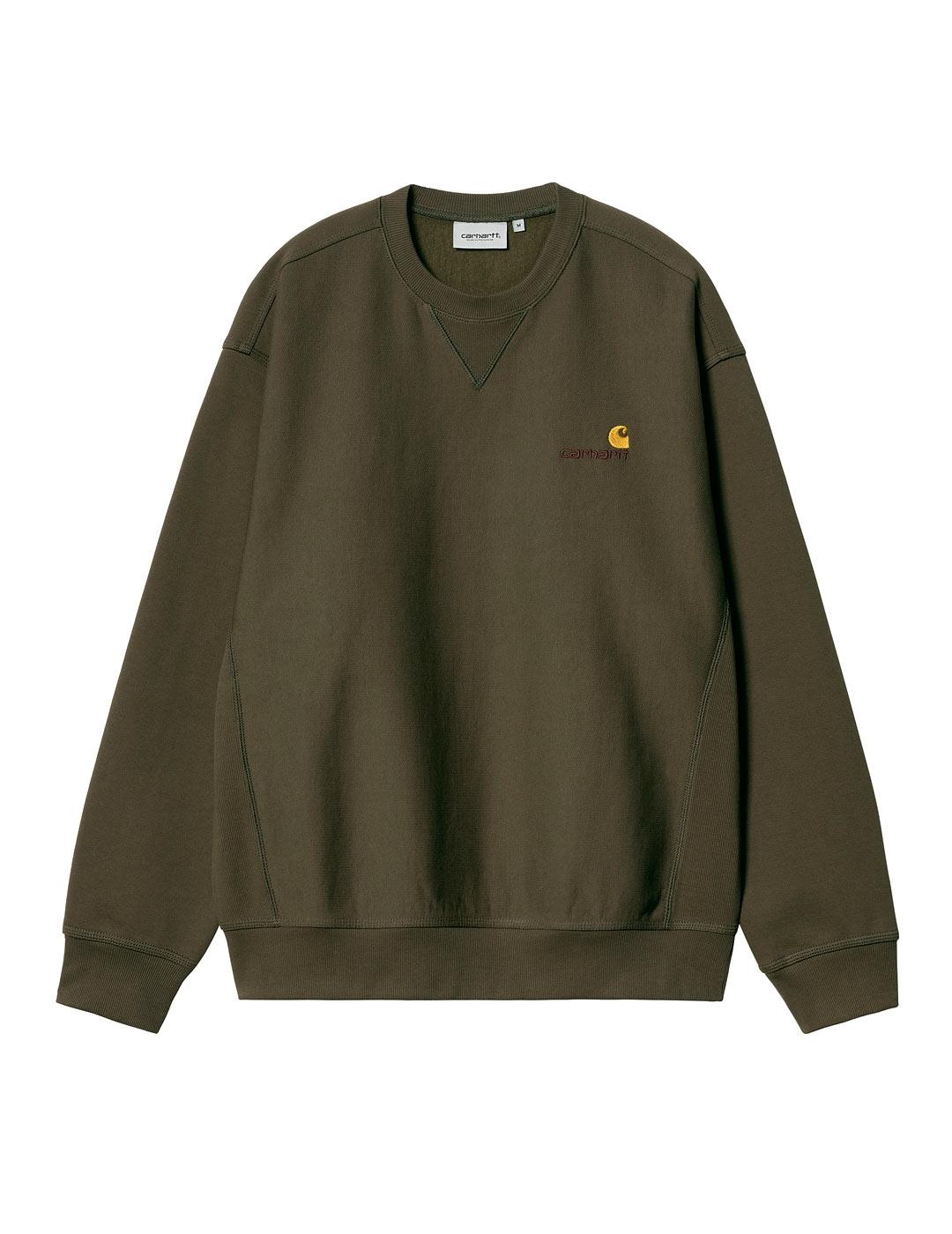Carhartt American Script Sweat Sudadera Hombre Verde