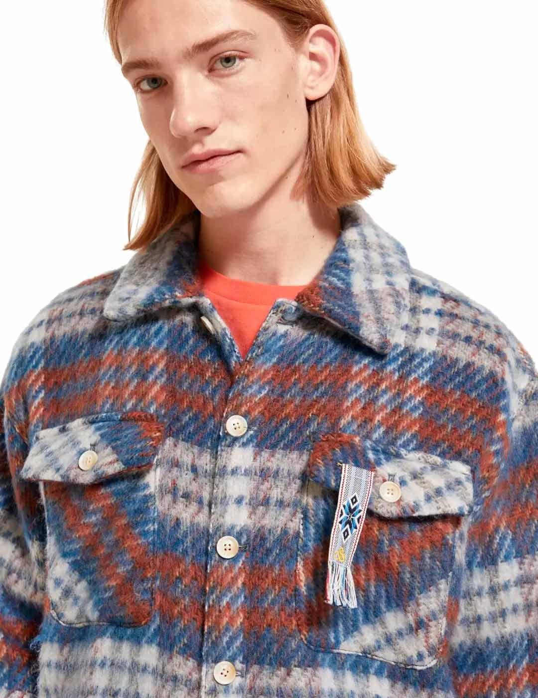 Scotch Soda Sobrecamisa Cuadros Hombre Lana Cepillada