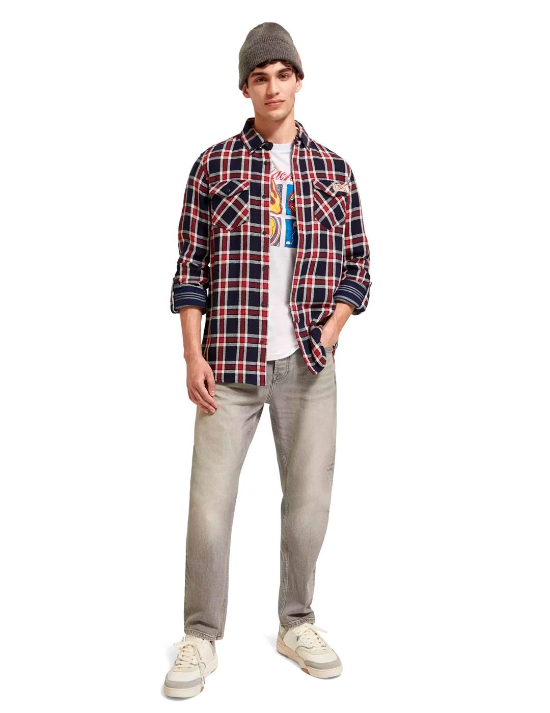 Scotch Soda Camisa Cuadros Doble Hombre Sarga