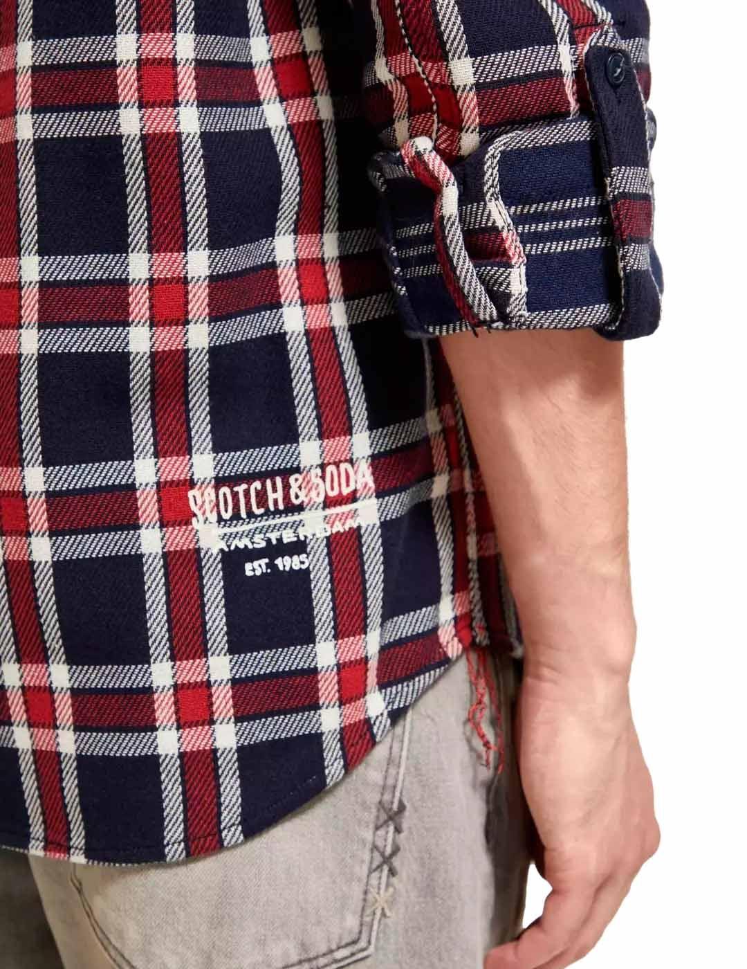 Scotch Soda Camisa Cuadros Doble Hombre Sarga