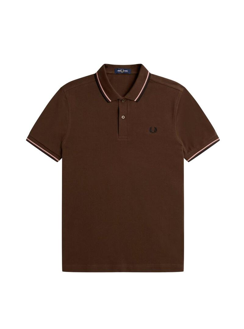 Fred Perry M3600 Polo Hombre Franjas Marrón