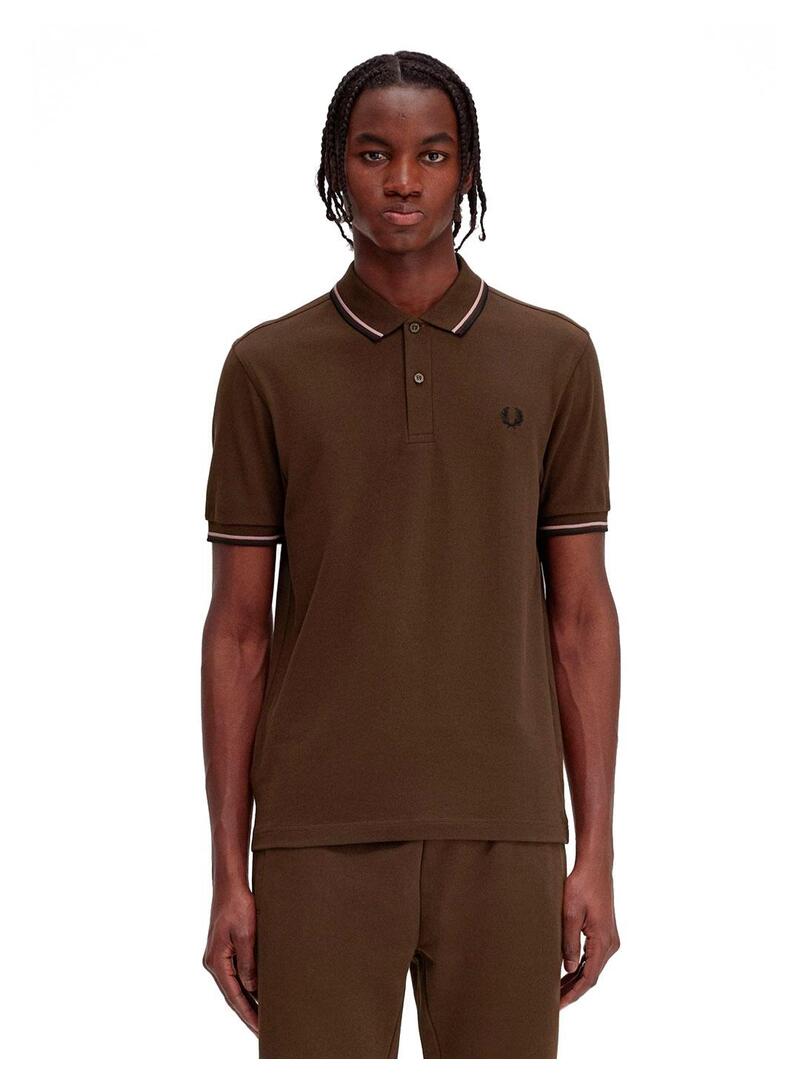 Fred Perry M3600 Polo Hombre Franjas Marrón