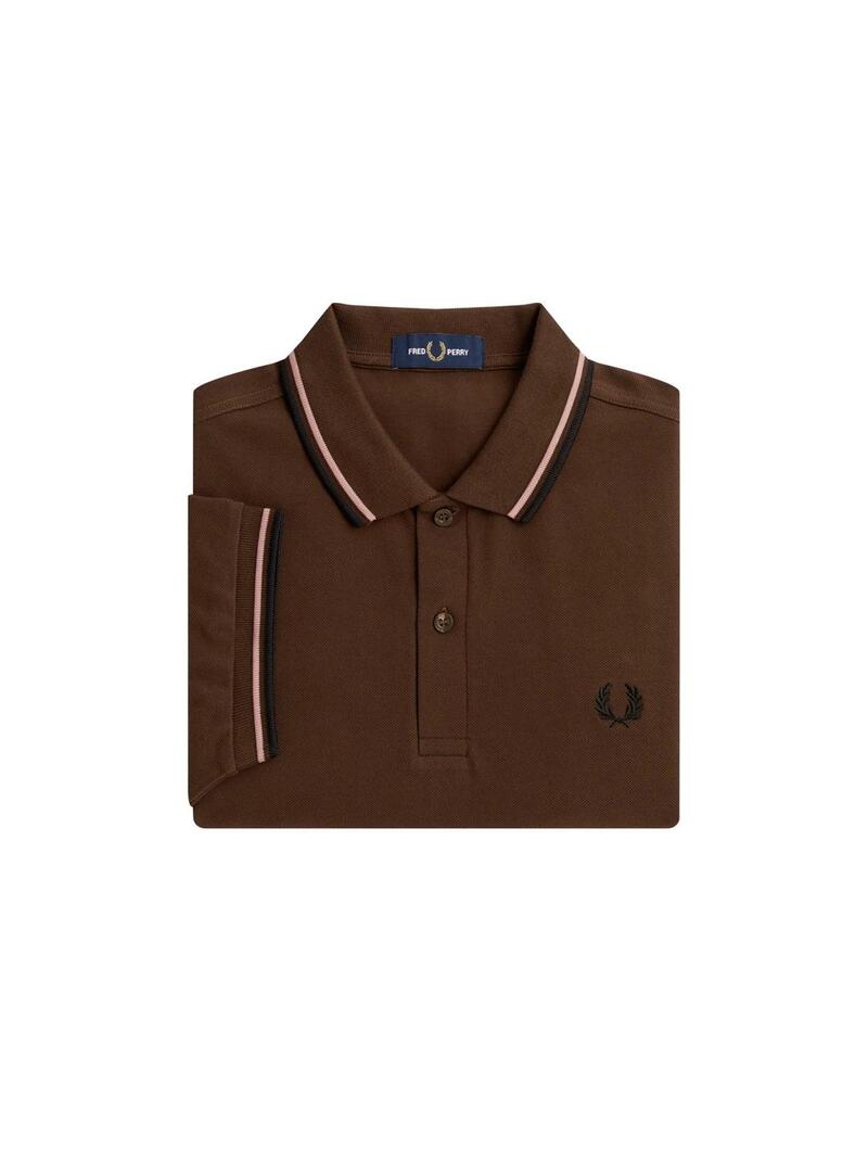 Fred Perry M3600 Polo Hombre Franjas Marrón