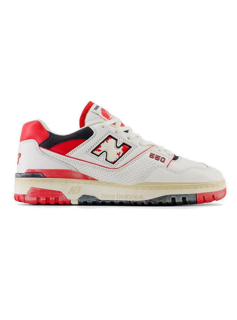 New Balance 550VGA Zapatillas Hombre Blanca Roja Envejecida