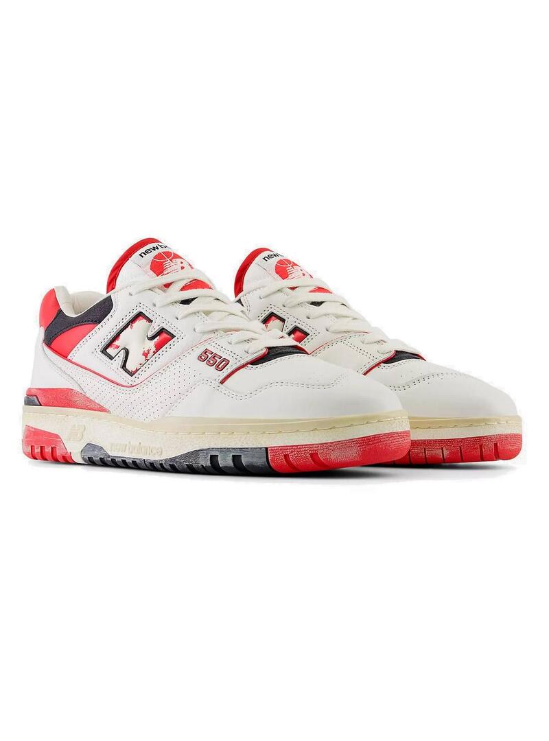 New Balance 550VGA Zapatillas Hombre Blanca Roja Envejecida