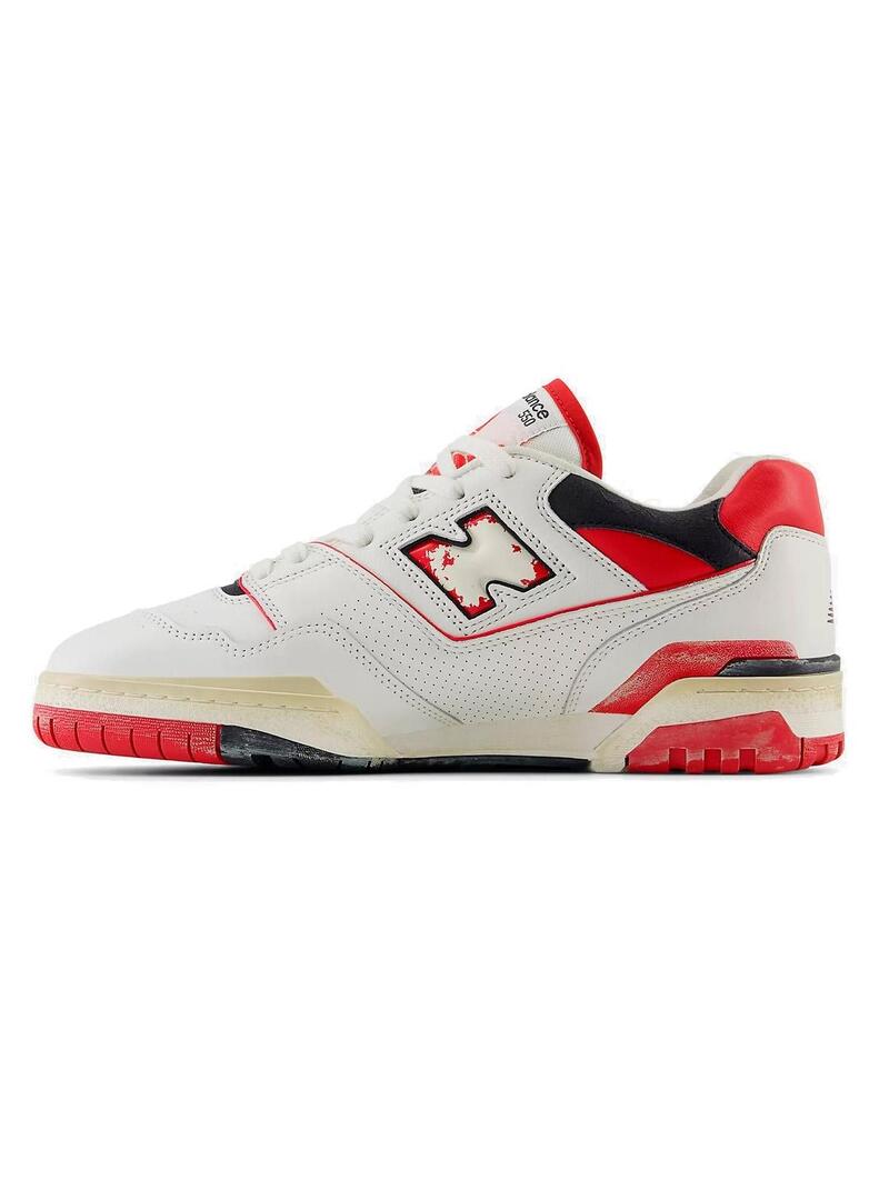New Balance 550VGA Zapatillas Hombre Blanca Roja Envejecida