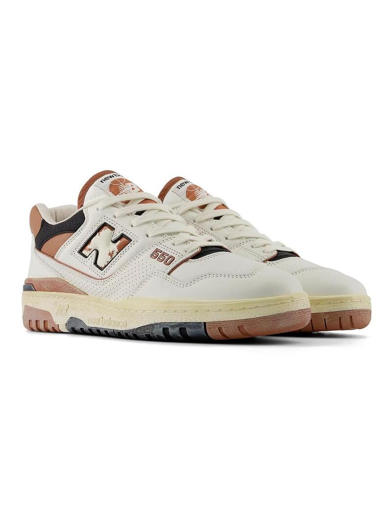 New Balance 550VGC Zapatilla Hombre Blanca Marrón Envejecida