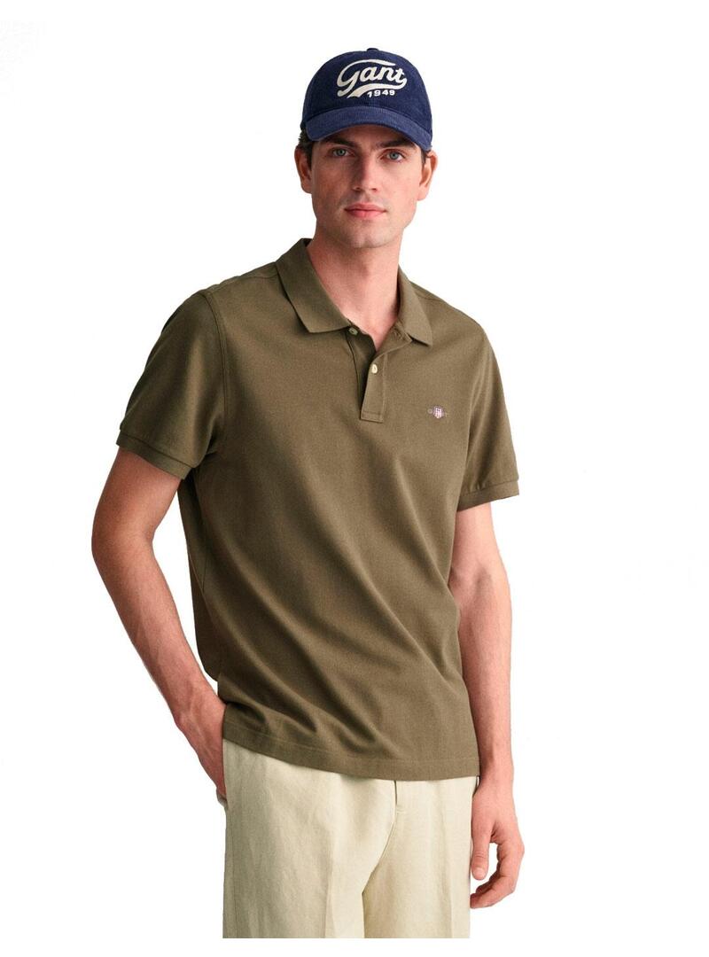 Polo Gant Piqué Regular Fit Verde Kaki