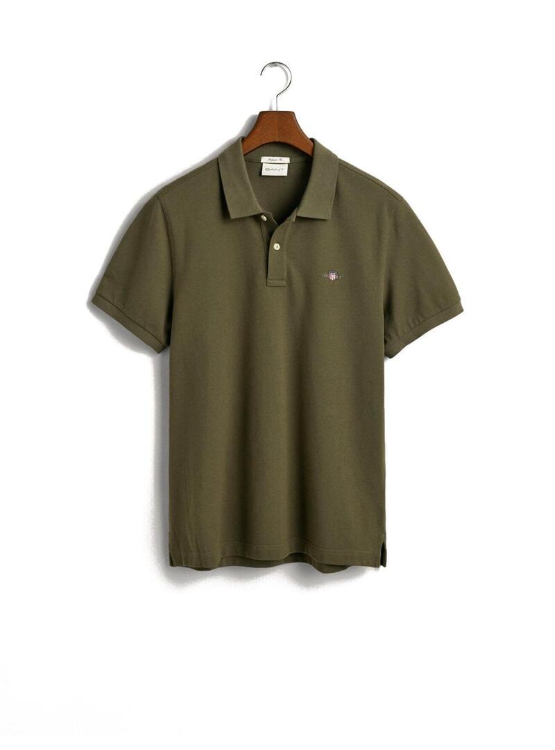 Polo Gant Piqué Regular Fit Verde Kaki