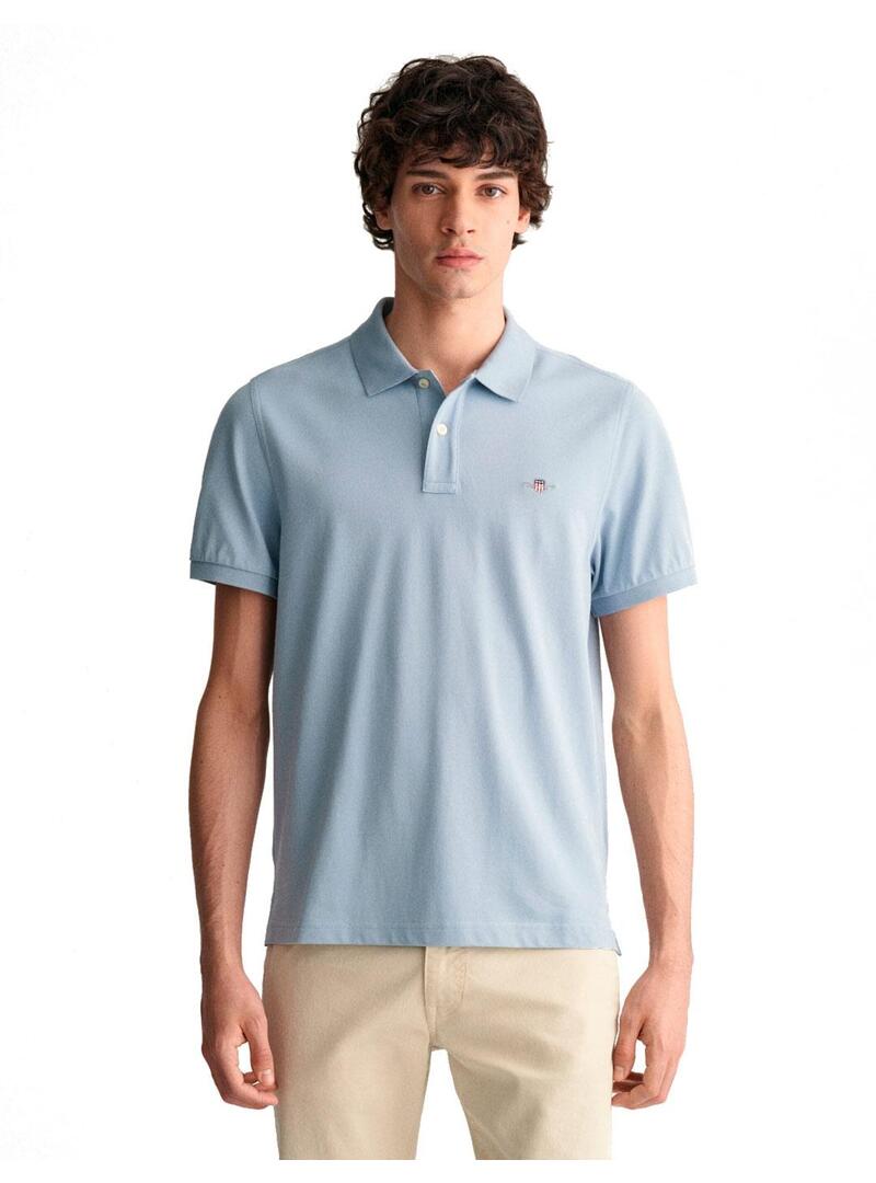 Polo Gant Piqué Regular Fit Azul Claro