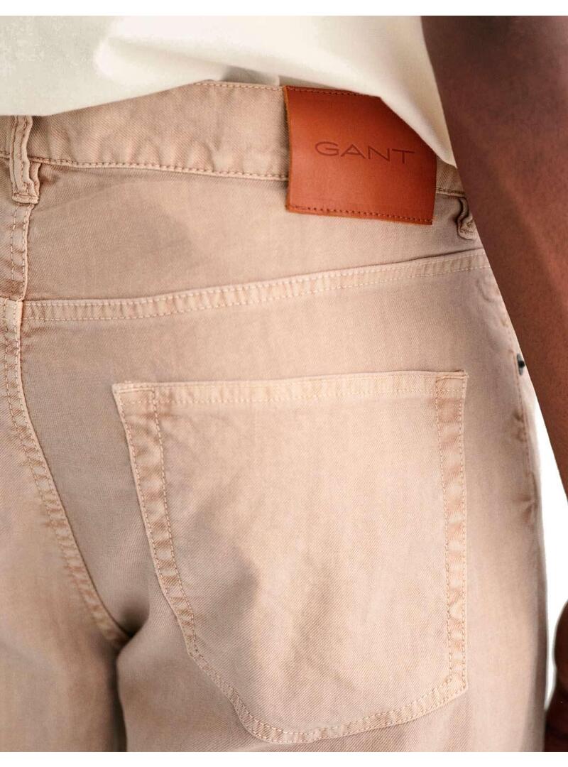 Gant Vaqueros Slim Fit Hombre Algodón y Lino Beige