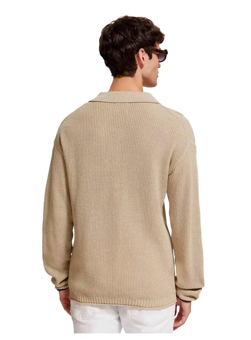 Scotch Soda Long-sleeved Polo Hombre Beige
