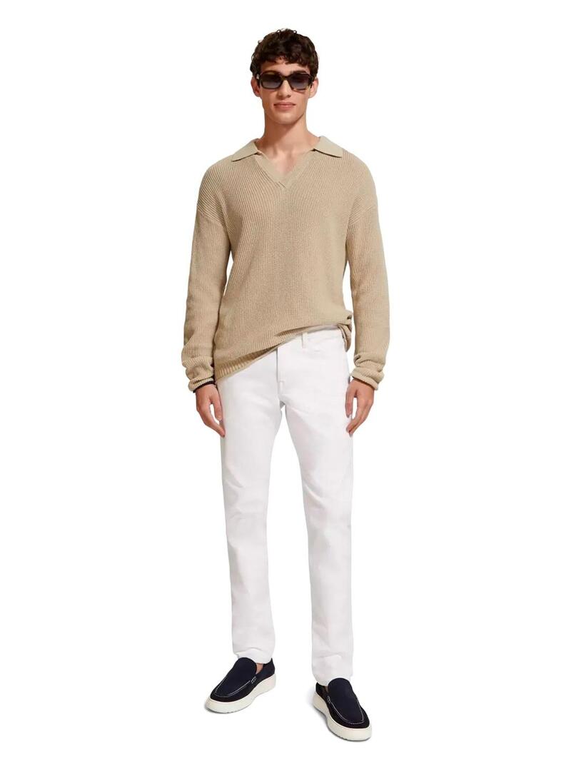 Scotch Soda Long-sleeved Polo Hombre Beige