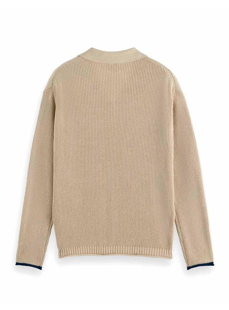 Scotch Soda Long-sleeved Polo Hombre Beige