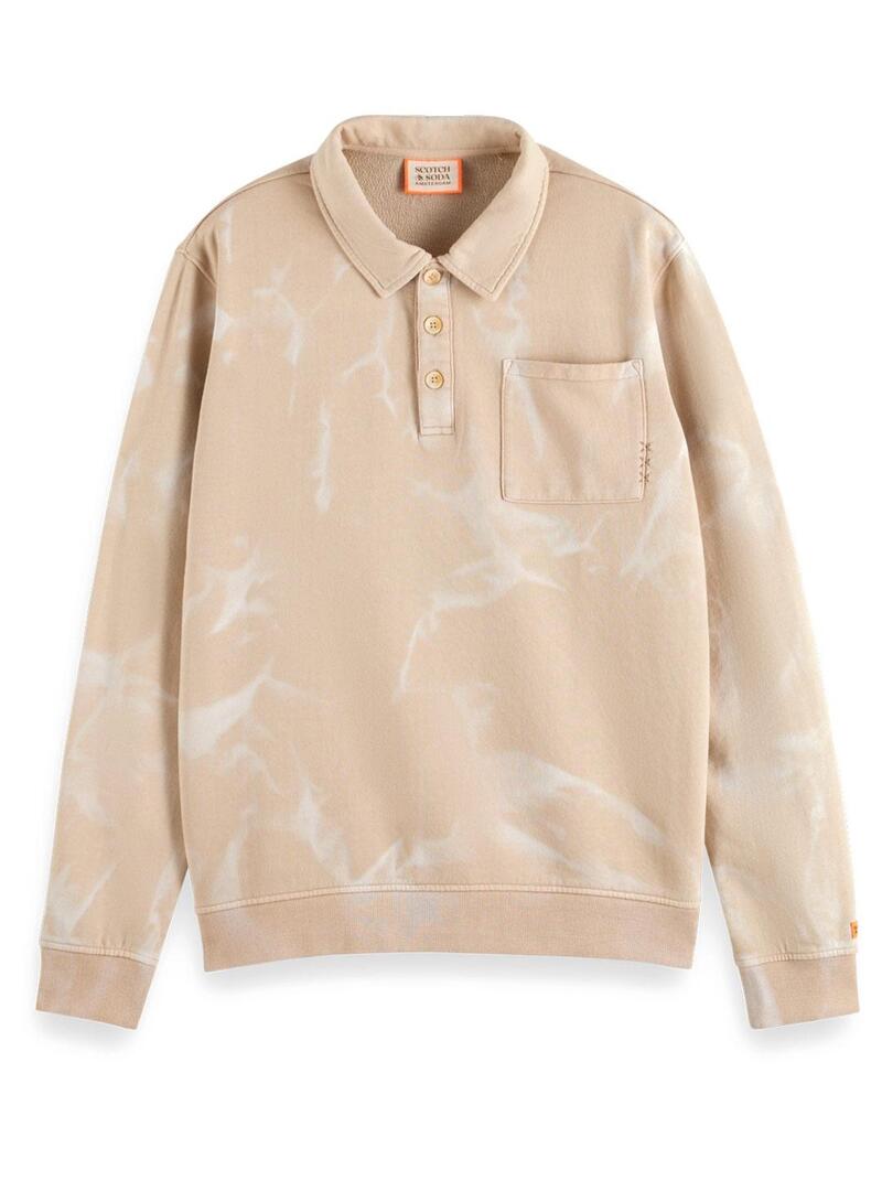 Scotch Soda Washed Collar Polo Hombre Beige