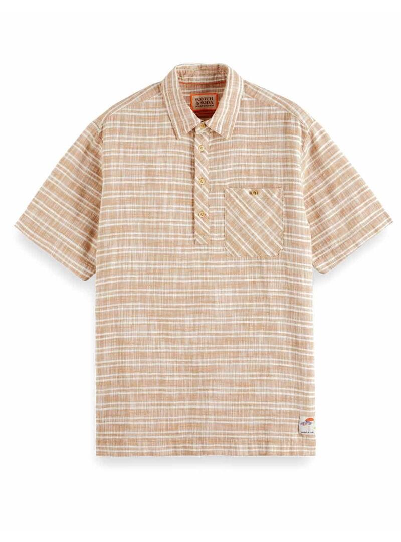 Scotch Soda Polo Rayas Hombre Beige