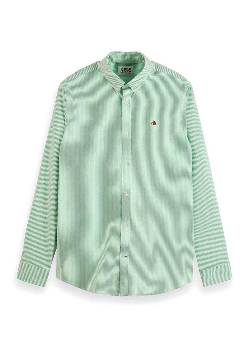 Scotch Soda Essential Oxford Camisa Hombre Rayas Verde