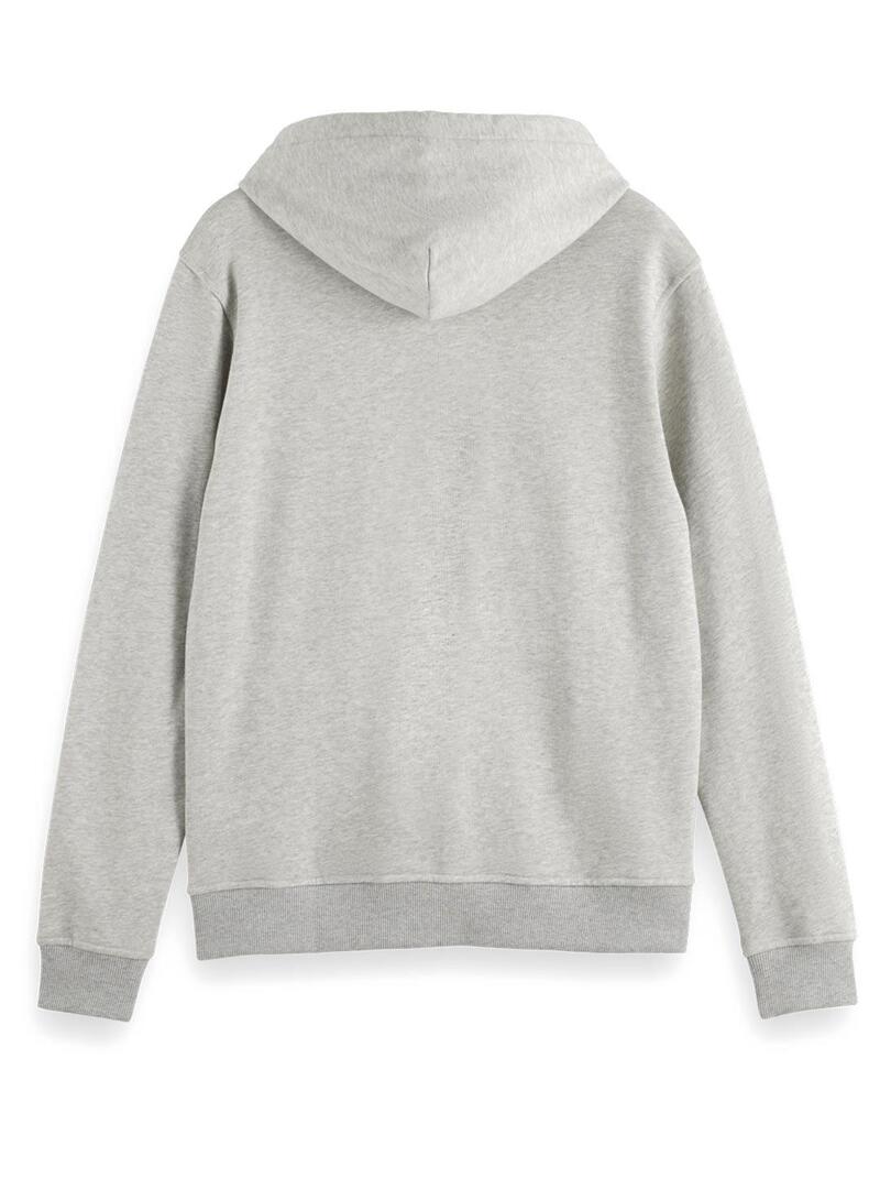 Scotch Soda Essential Logo Badge Sudadera Cremallera Gris