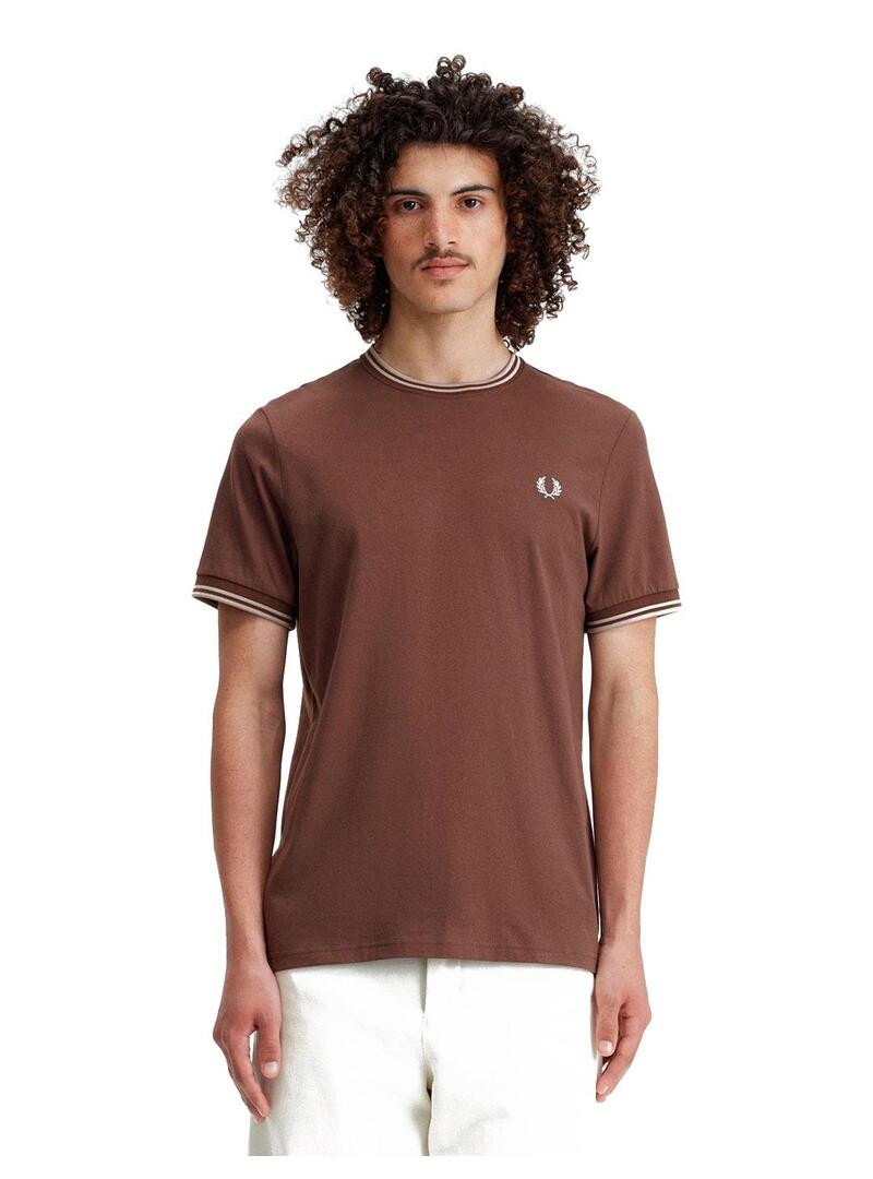 Camiseta Fred Perry Ribete Con Dos Franjas Verde Oscuro