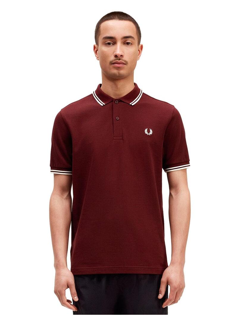 Fred Perry M3600 Polo Hombre Franjas Granate